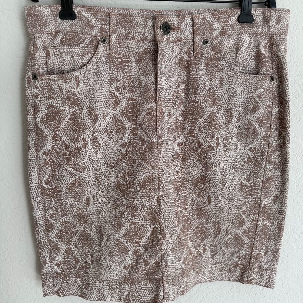 Rich and Skinny Tan Snakeskin Denim Skirt Size 25